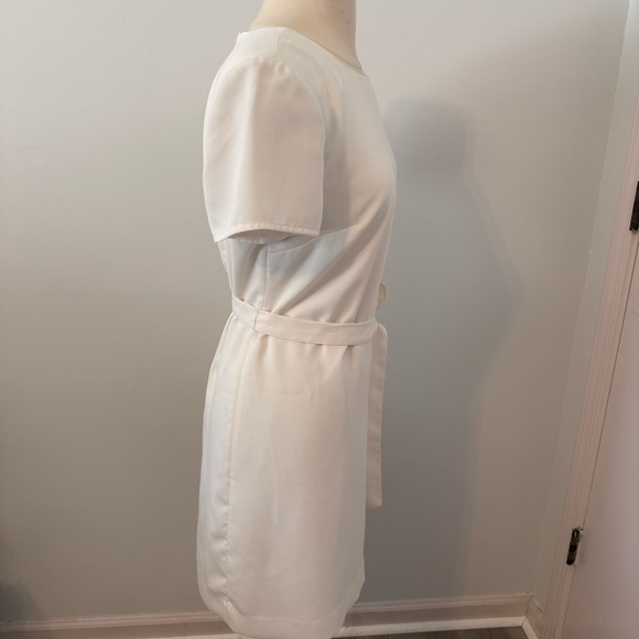 J. Crew White Short-Sleeve Belted Suiting Dress Size 10 - Picture 5 of 10